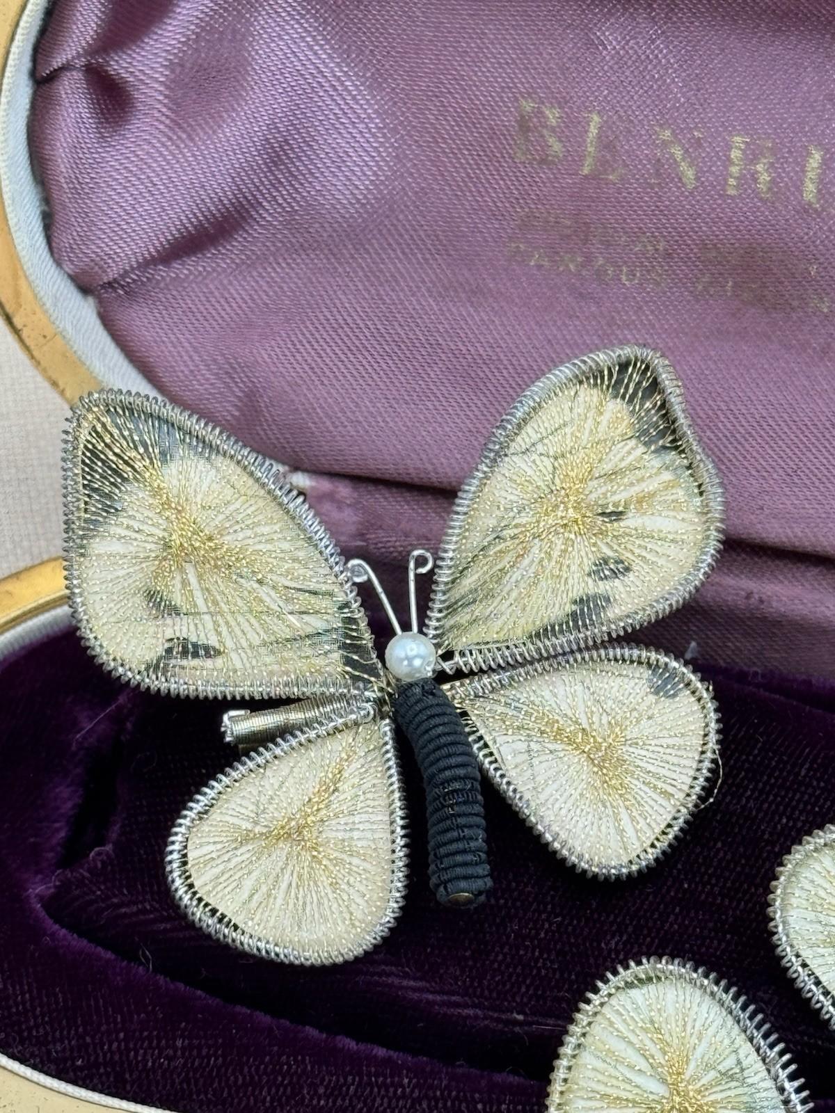 Signed Germany Butterfly Handmade Wirework Brooch & Earring Set Mid-Century