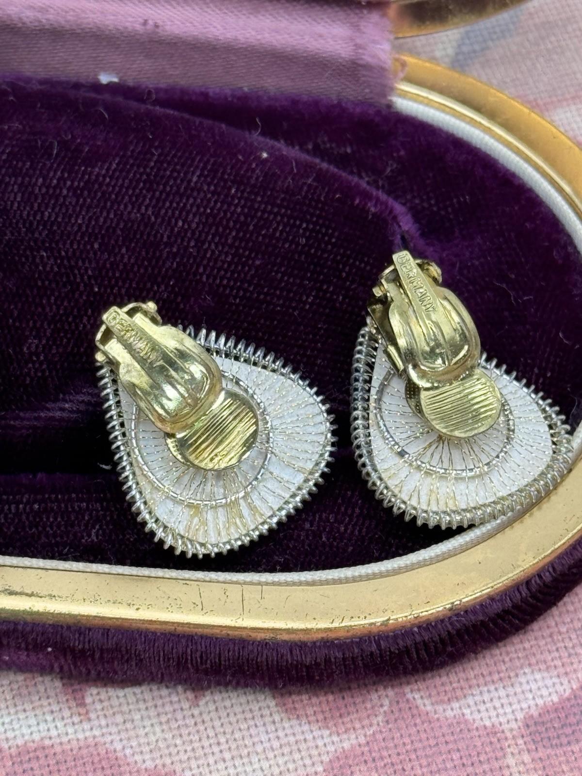 Signed Germany Butterfly Handmade Wirework Brooch & Earring Set Mid-Century