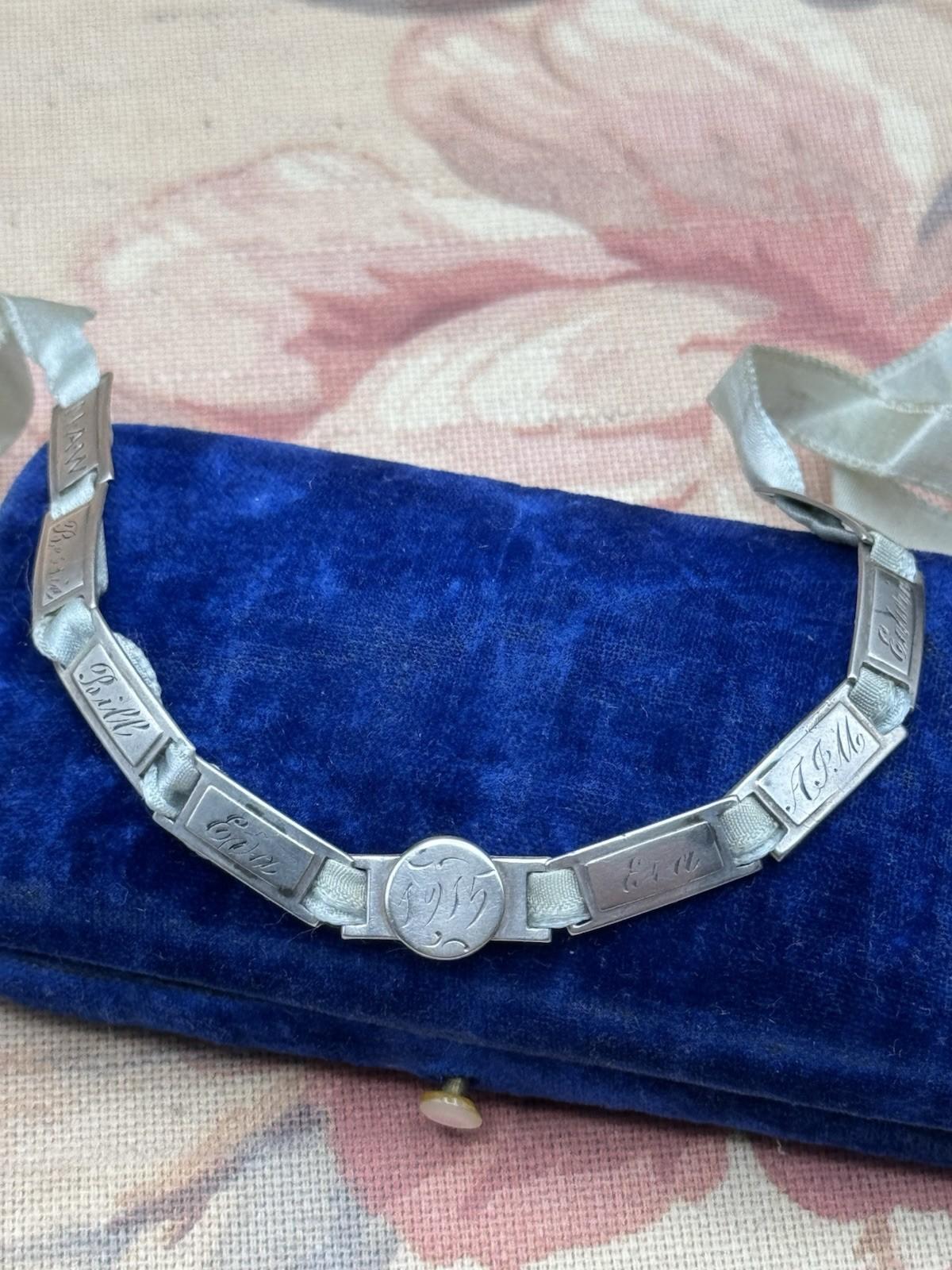 Antique 1915 J.M. Fisher Sterling Silver Panel Bracelet Pat Appl’d For