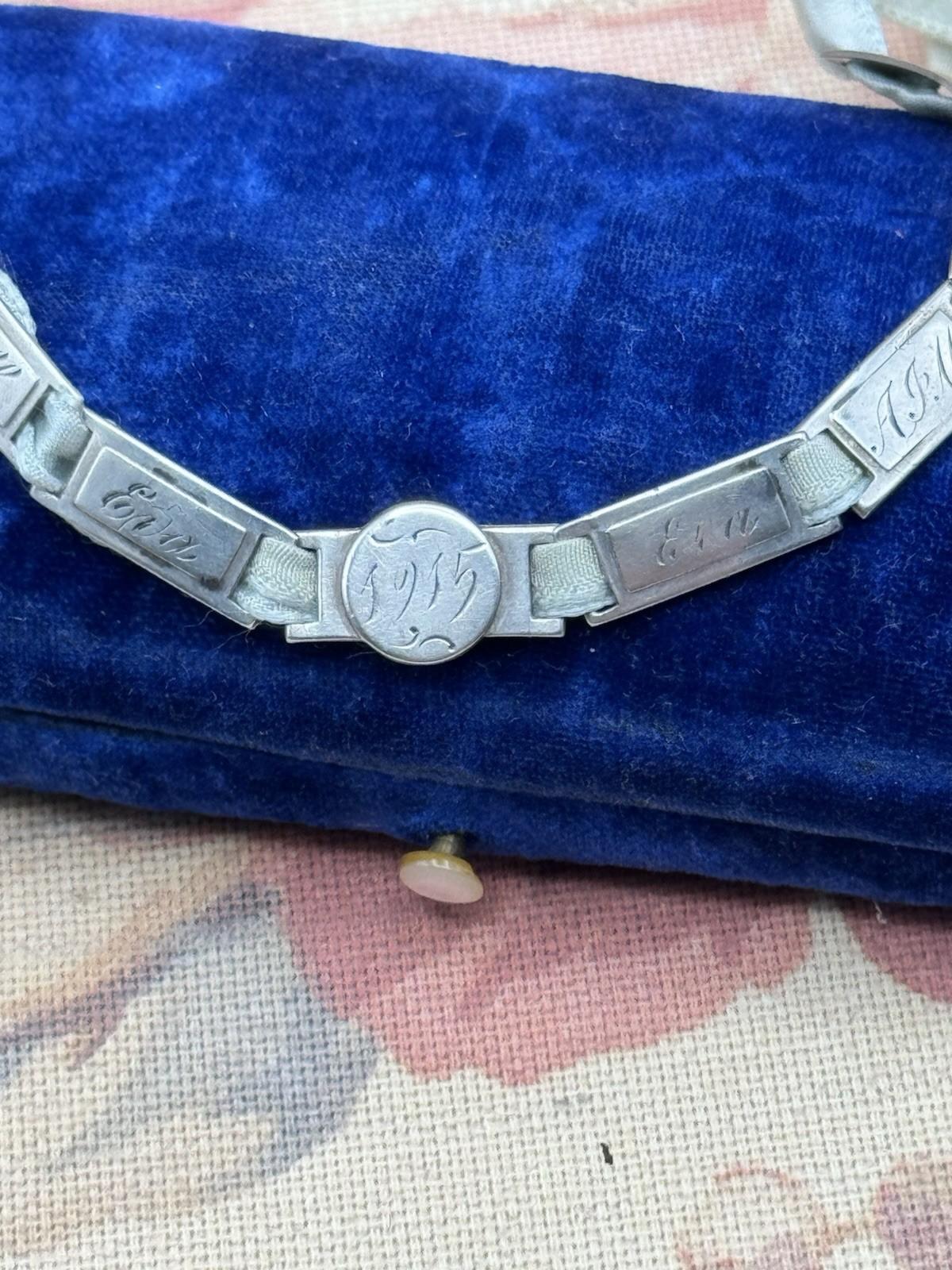 Antique 1915 J.M. Fisher Sterling Silver Panel Bracelet Pat Appl’d For