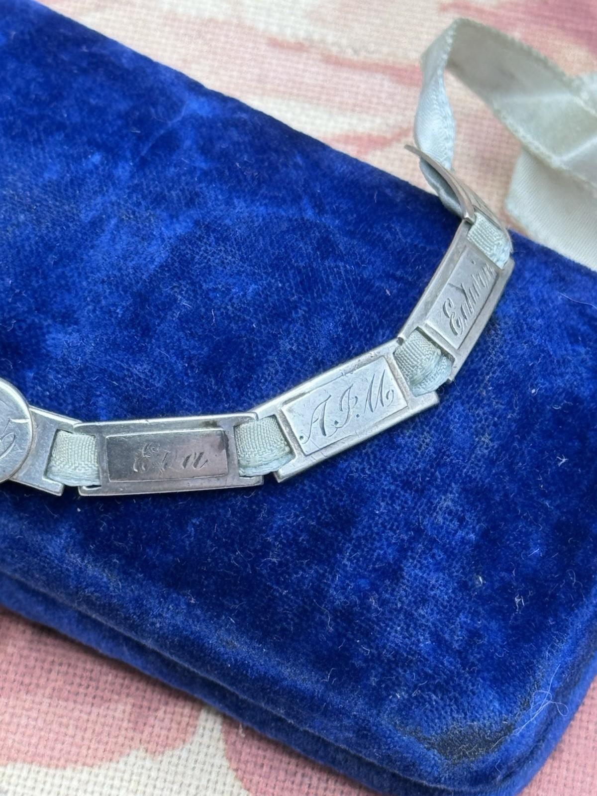 Antique 1915 J.M. Fisher Sterling Silver Panel Bracelet Pat Appl’d For