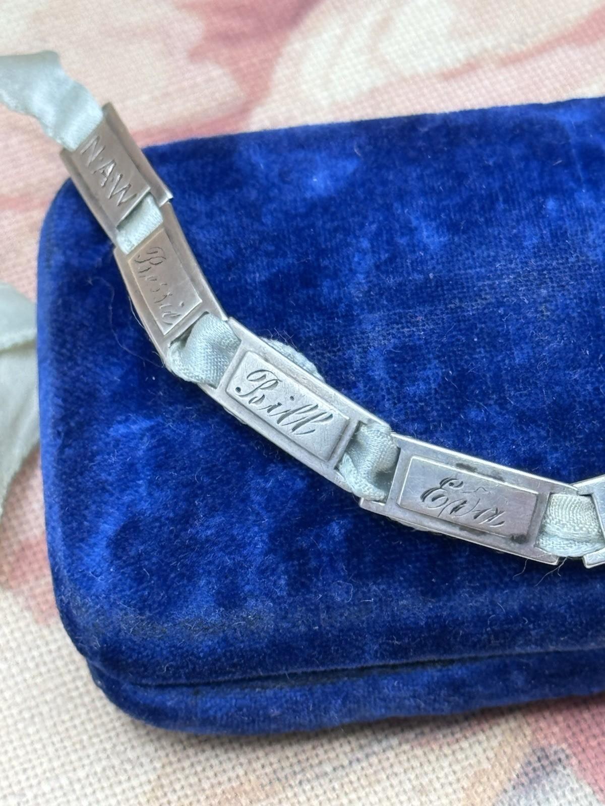 Antique 1915 J.M. Fisher Sterling Silver Panel Bracelet Pat Appl’d For
