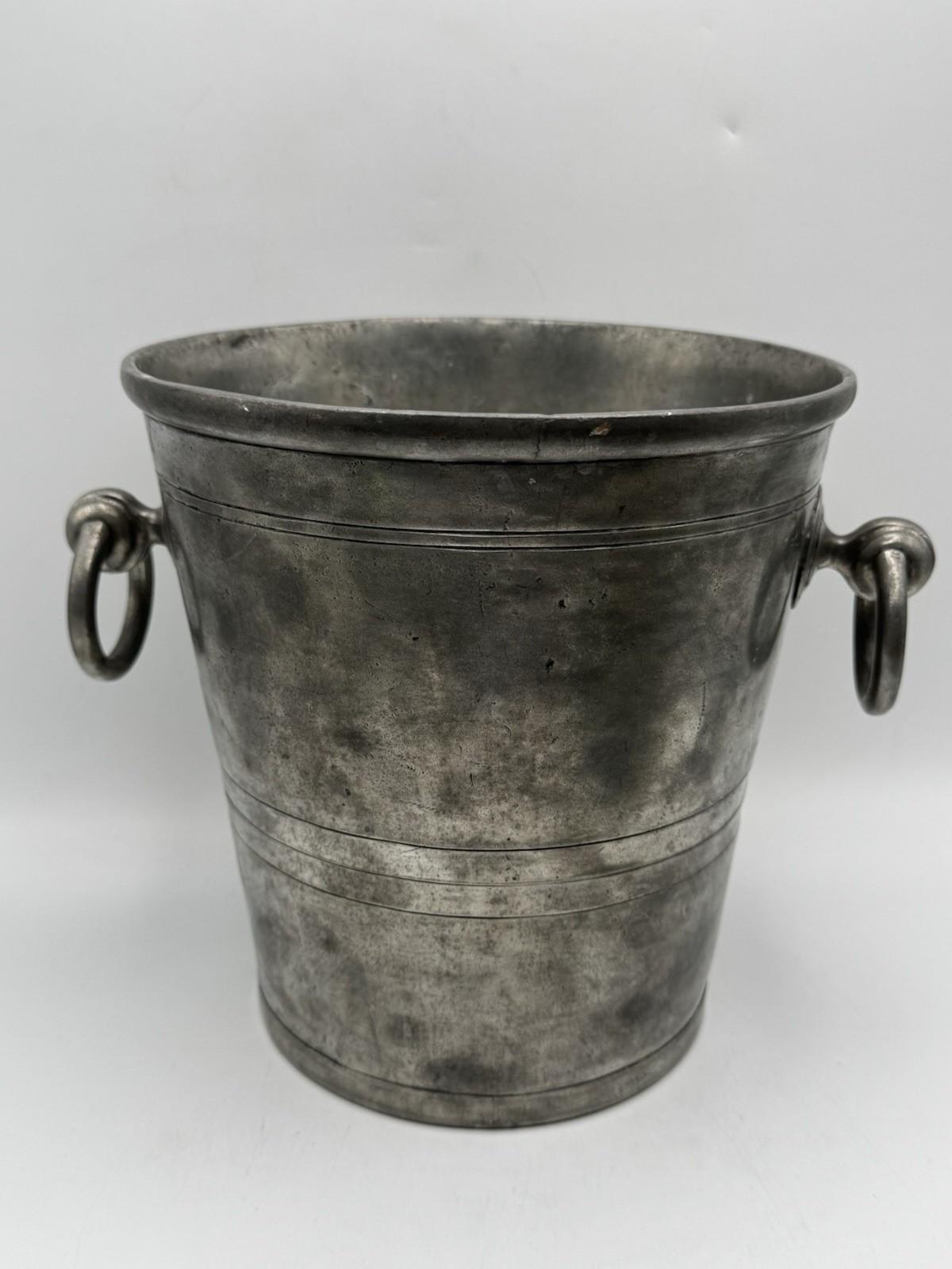 Vintage French Pewter Champagne Ice Bucket Les Etains de Paris 8” Wine Cooler