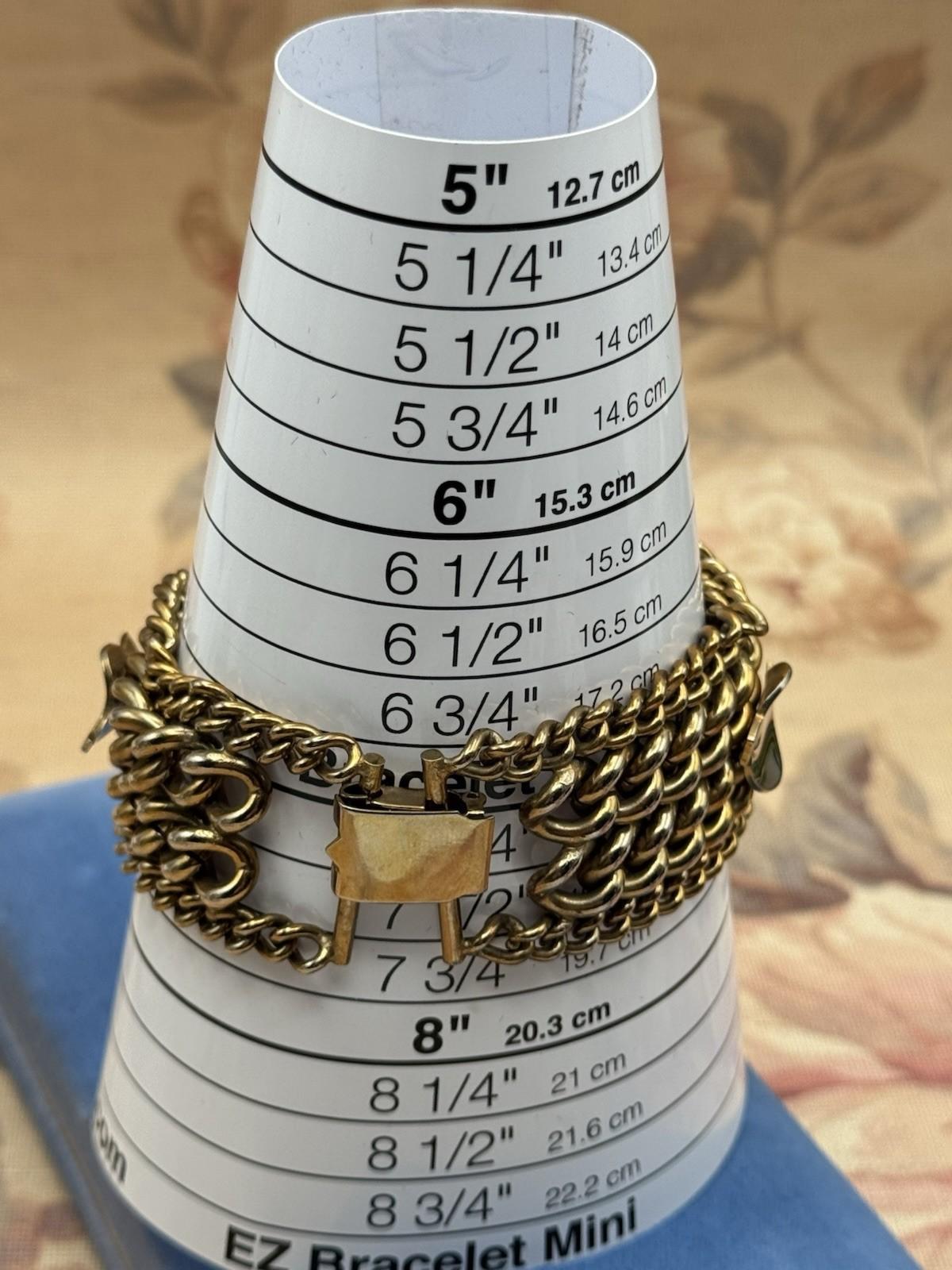 Vintage Gold Tone Chain Link Bracelet 7.5” x 1.25” Wide Statement Jewelry