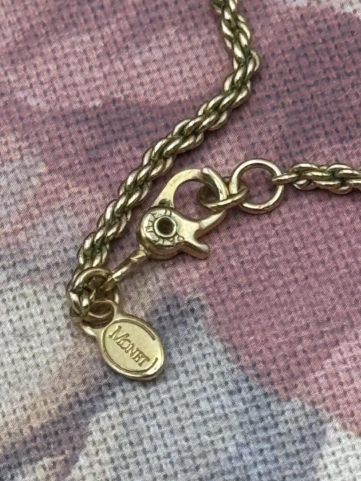 Vintage Monet Gold Tone Rope Chain Necklace w/ 3 Cross Pendants 24”