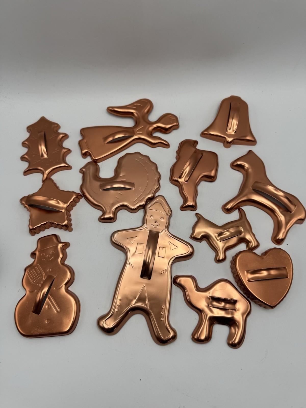 Vintage Copper Tone Cookie Cutters – Set of 12 Holiday Shapes