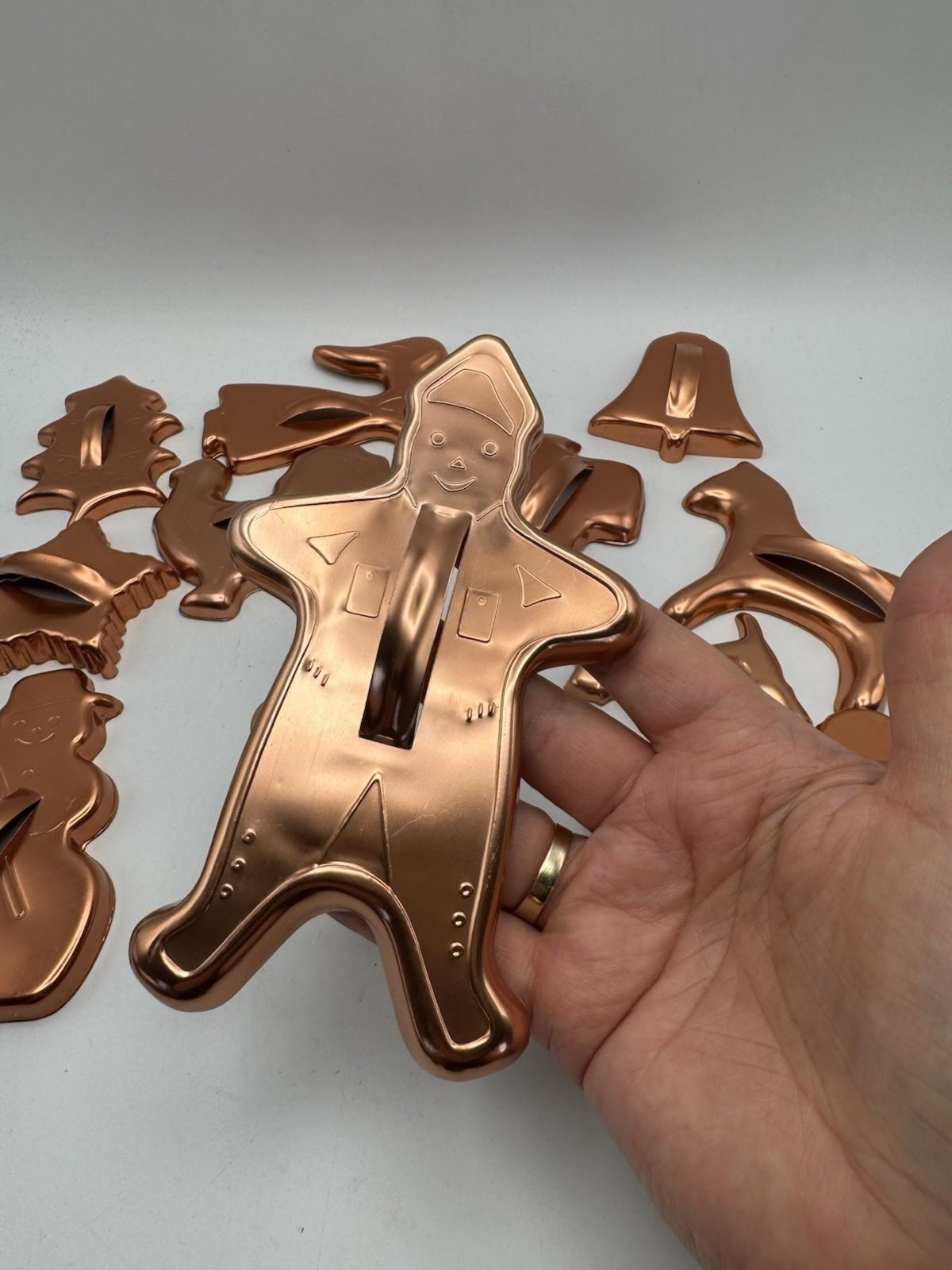 Vintage Copper Tone Cookie Cutters – Set of 12 Holiday Shapes