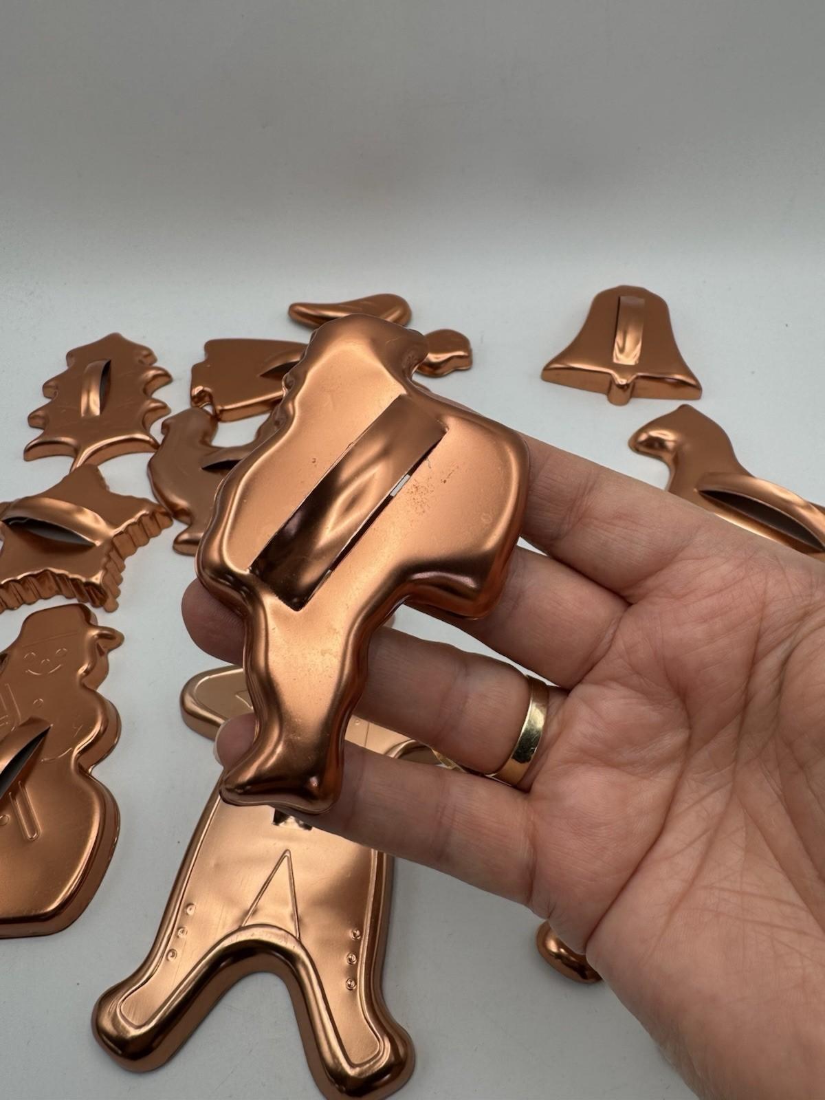 Vintage Copper Tone Cookie Cutters – Set of 12 Holiday Shapes