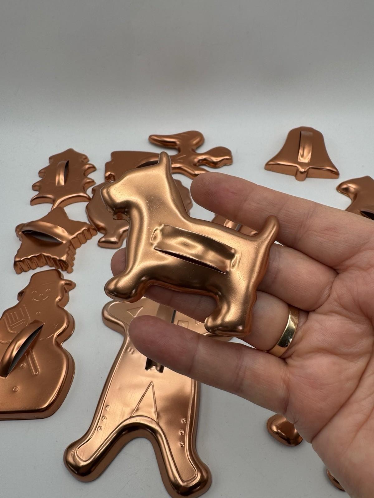 Vintage Copper Tone Cookie Cutters – Set of 12 Holiday Shapes