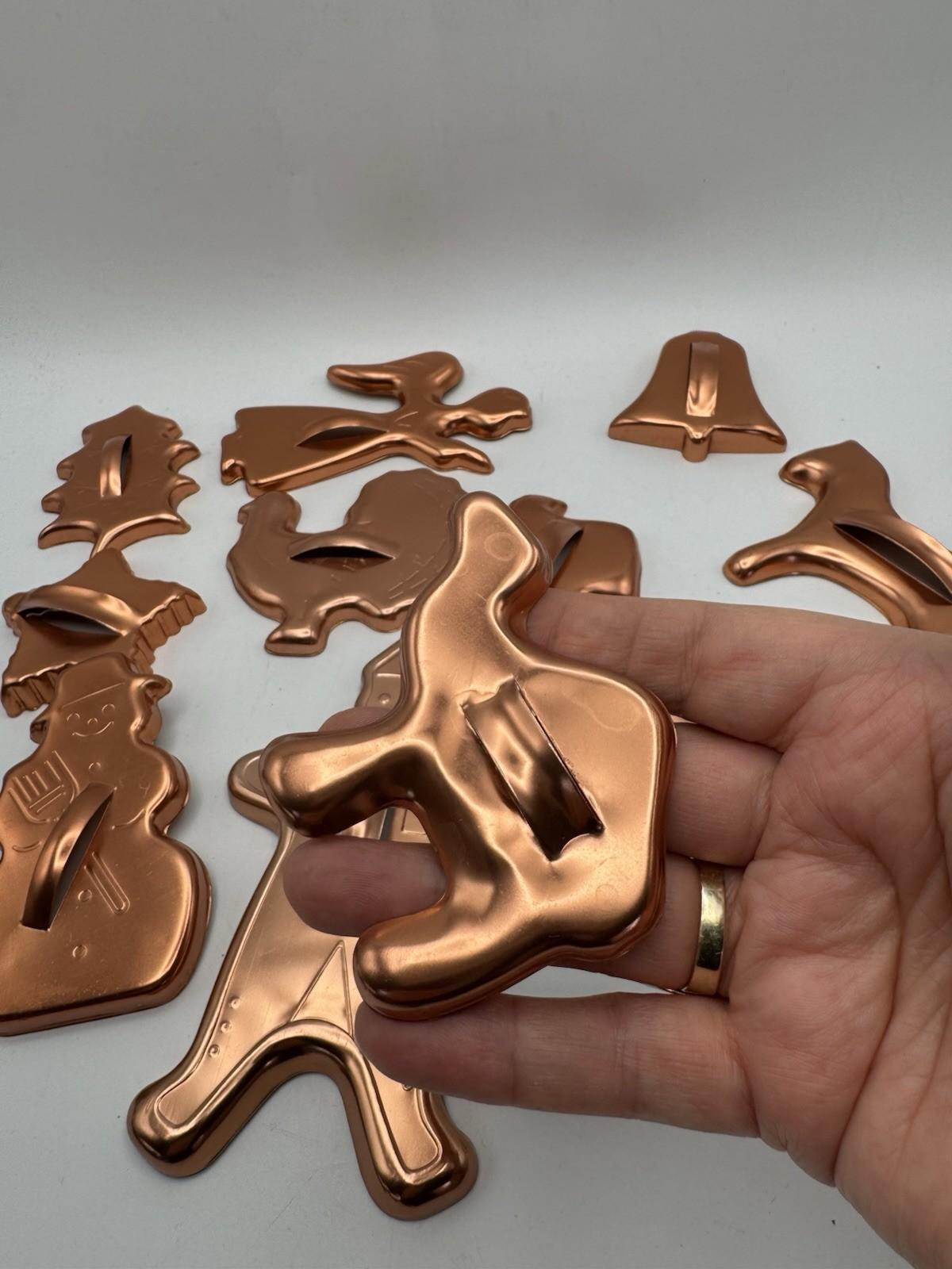 Vintage Copper Tone Cookie Cutters – Set of 12 Holiday Shapes