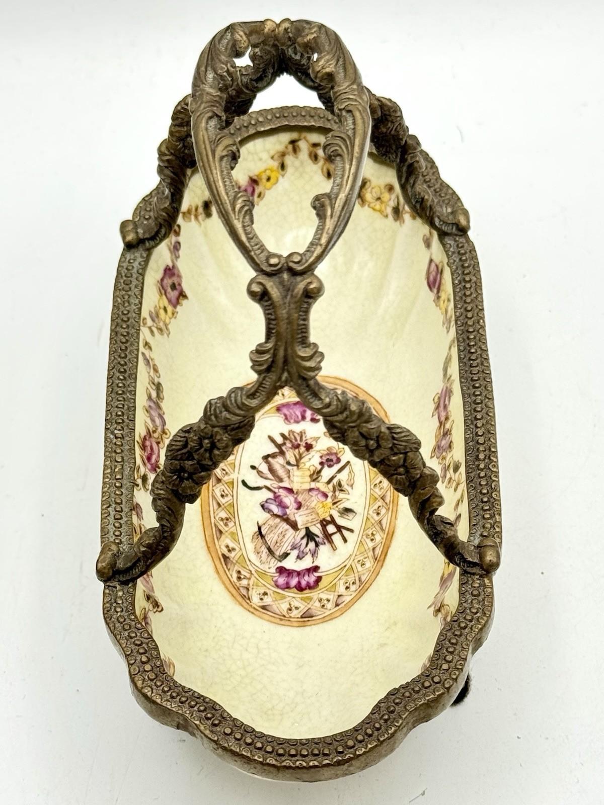 Porcelain Basket Ormolu Chinese Export Floral Gilt Metal Mounts – 7.25”