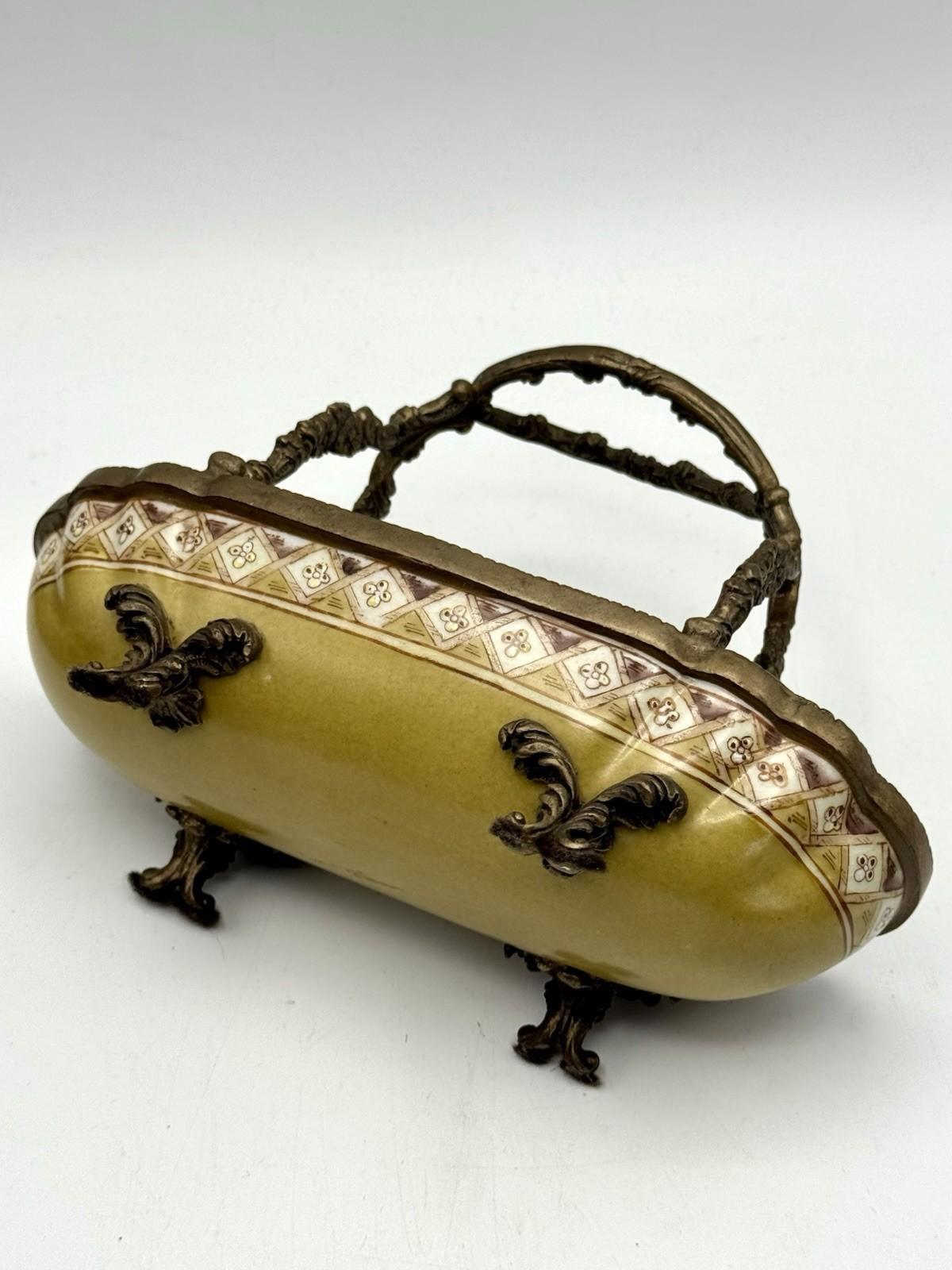 Porcelain Basket Ormolu Chinese Export Floral Gilt Metal Mounts – 7.25”