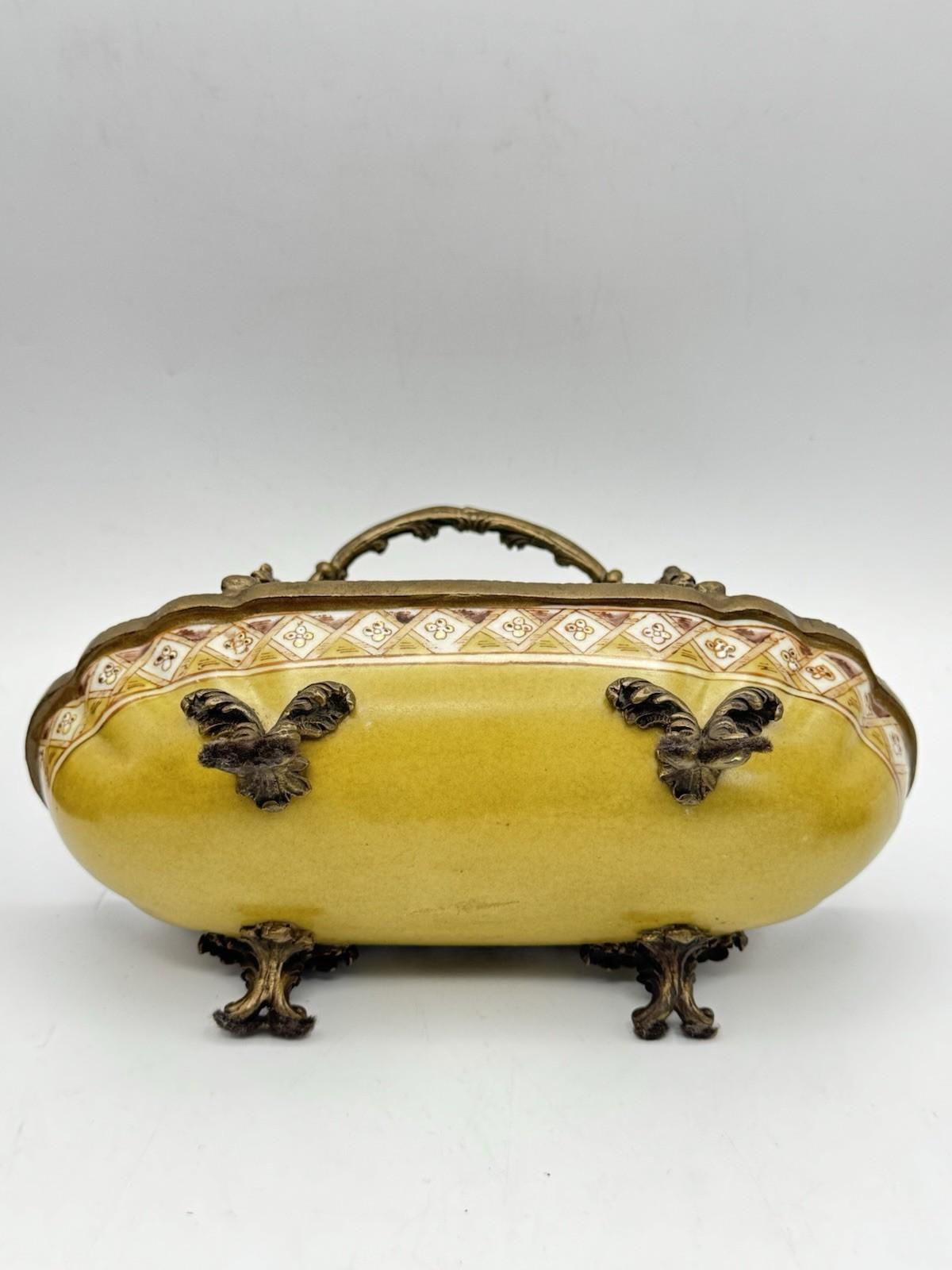 Porcelain Basket Ormolu Chinese Export Floral Gilt Metal Mounts – 7.25”