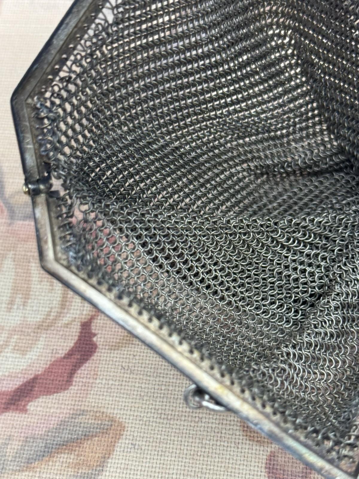 Antique Chatelaine Purse Silvertone Mesh Bag 6.5” x 4” AS IS Small Imperfections