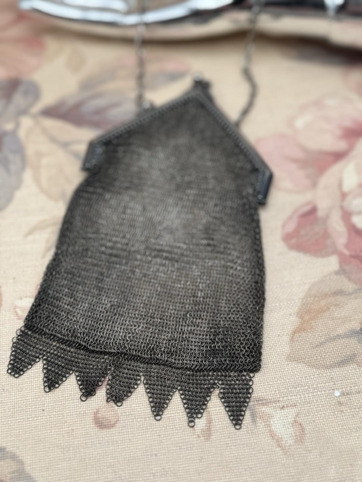 Antique Chatelaine Purse Silvertone Mesh Bag 6.5” x 4” AS IS Small Imperfections