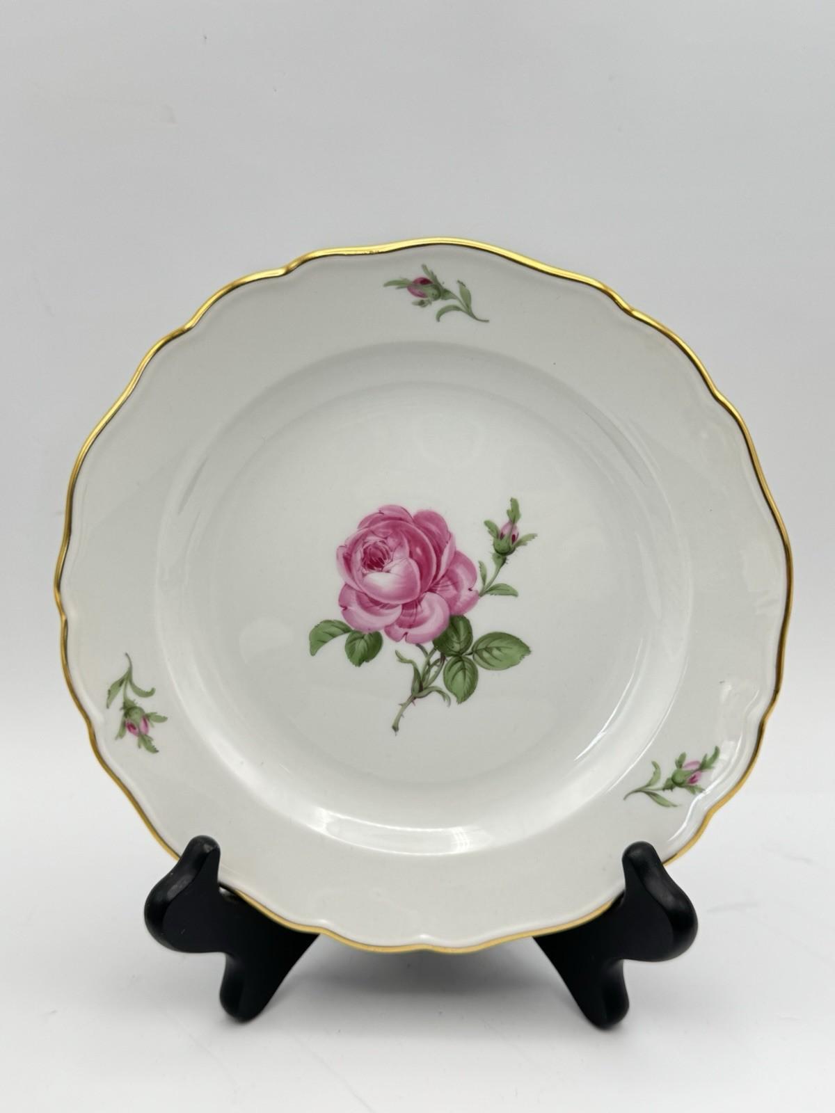 Meissen Plate Rose Pink 7” ONE Dessert Hand Painted Porcelain, 2nd Quality