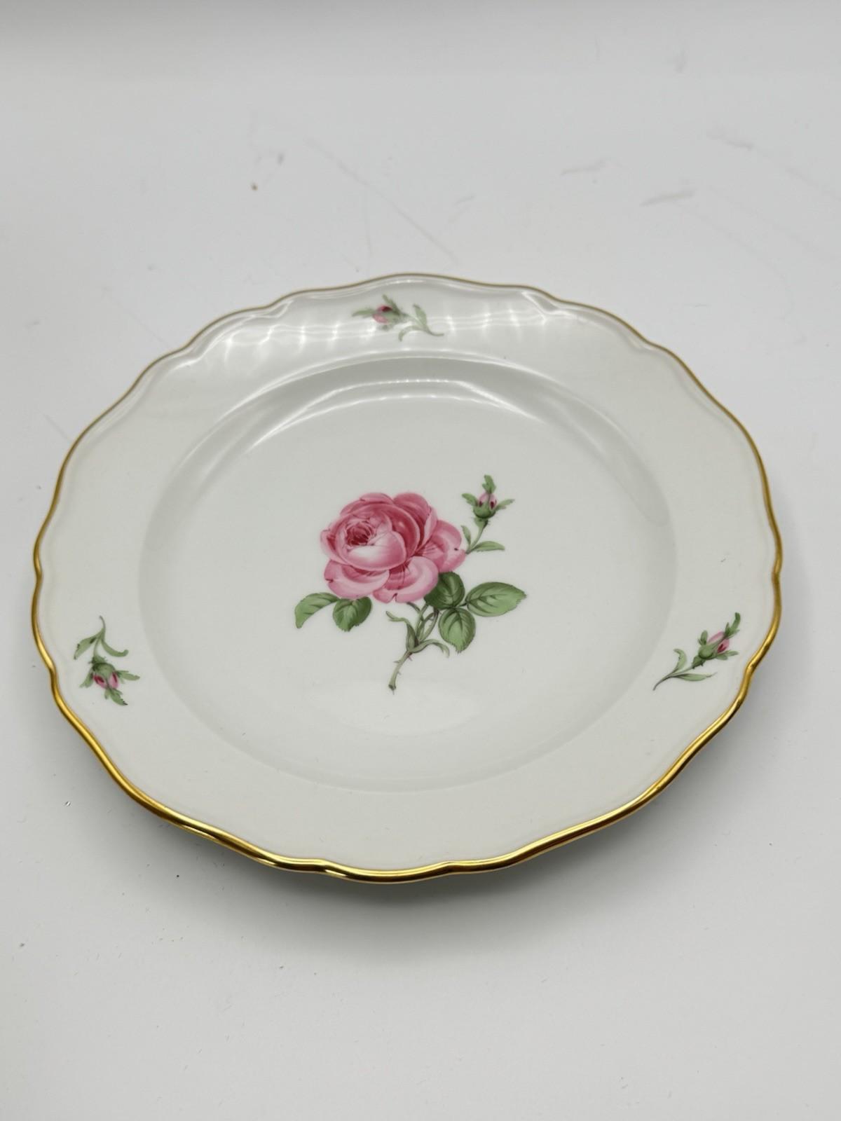 Meissen Plate Rose Pink 7” ONE Dessert Hand Painted Porcelain, 2nd Quality