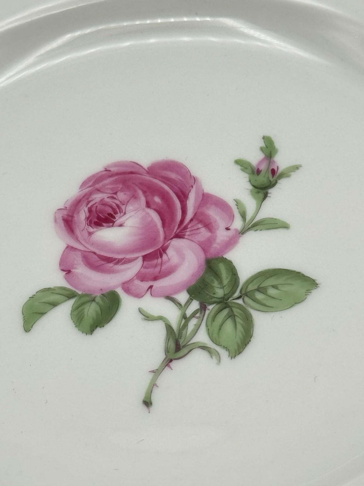 Meissen Plate Rose Pink 7” ONE Dessert Hand Painted Porcelain, 2nd Quality