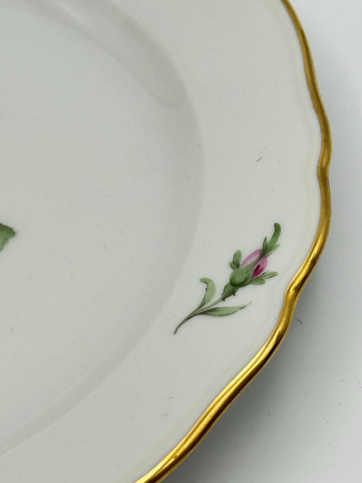 Meissen Plate Rose Pink 7” ONE Dessert Hand Painted Porcelain, 2nd Quality