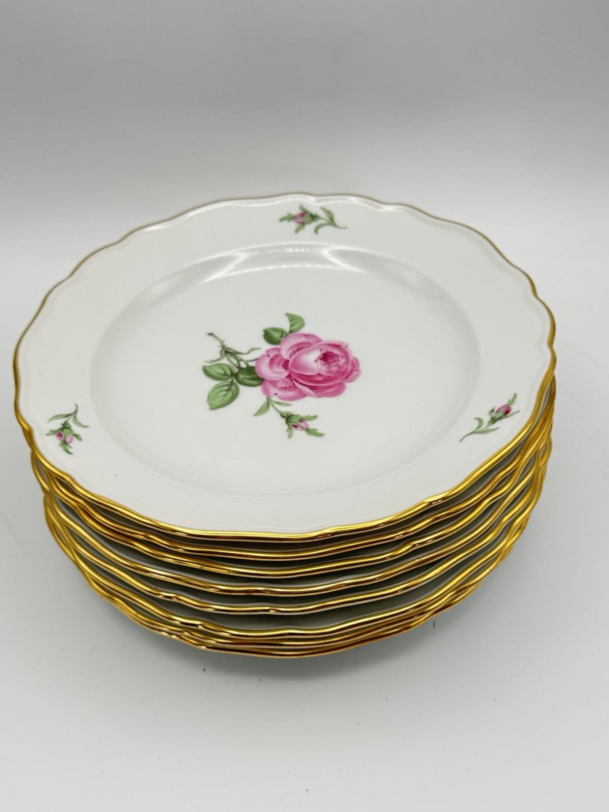 Meissen Plate Rose Pink 7” ONE Dessert Hand Painted Porcelain, 2nd Quality