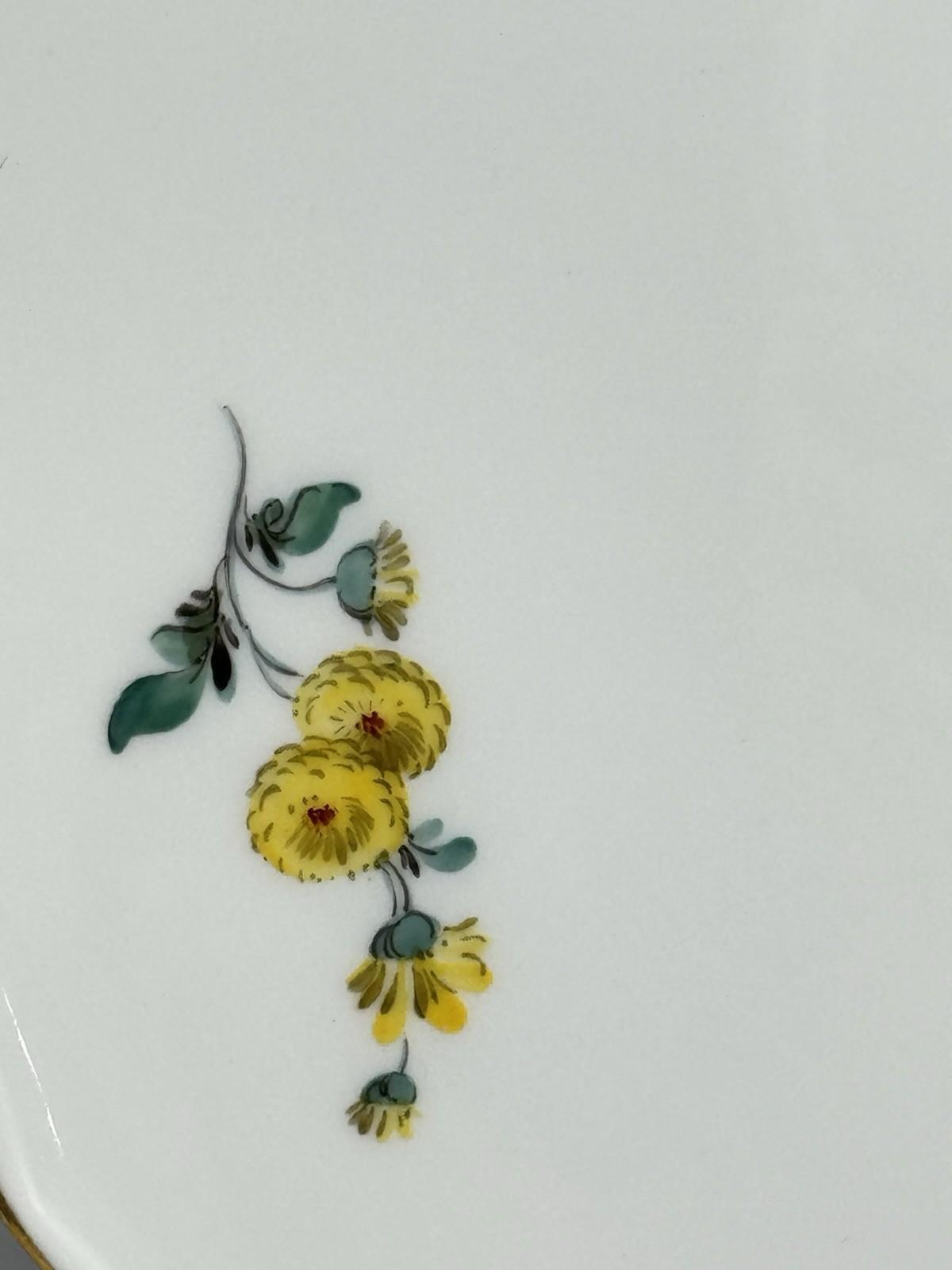 Meissen Large Platter 13” Hand Painted Flowers Gold Rim 325 VINTAGE