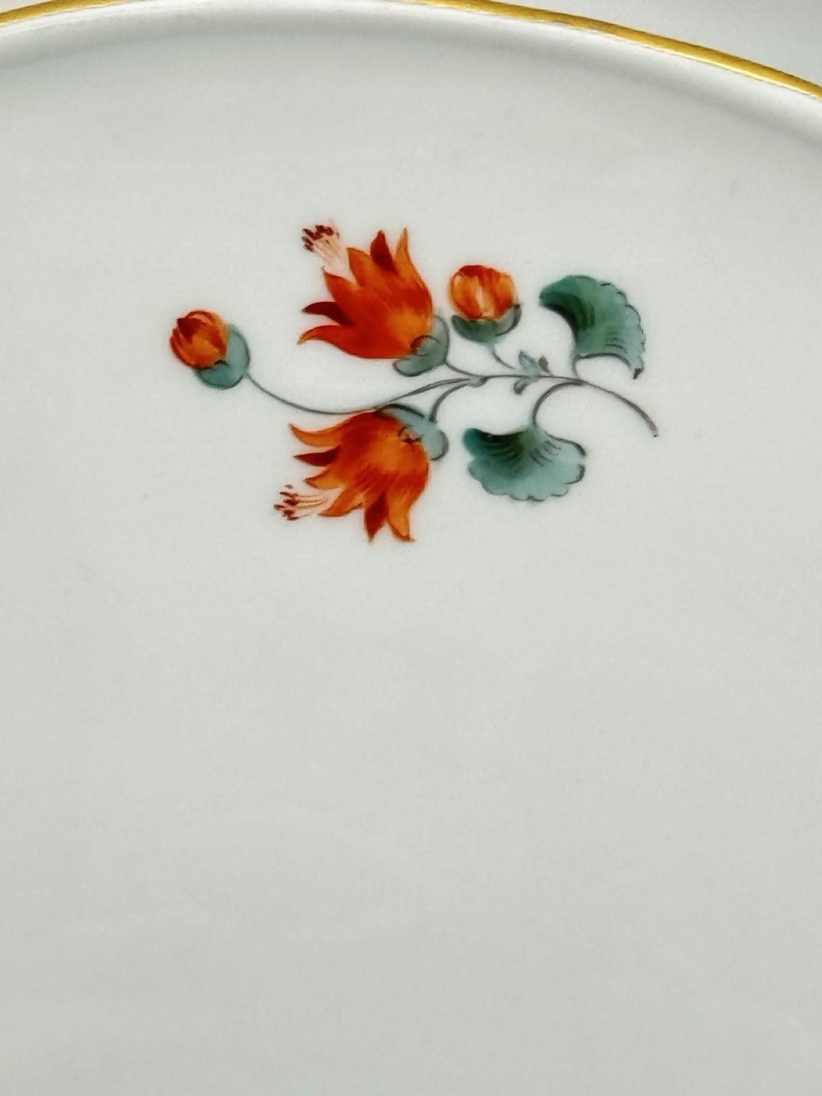 Meissen Large Platter 13” Hand Painted Flowers Gold Rim 325 VINTAGE