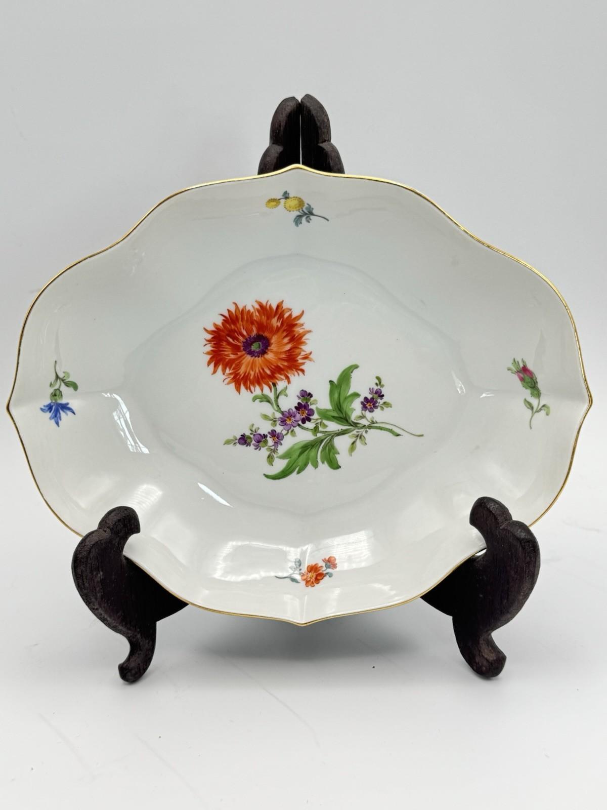 Meissen Dish Floral Hand Painted 7.25” x 6” 2nd Quality