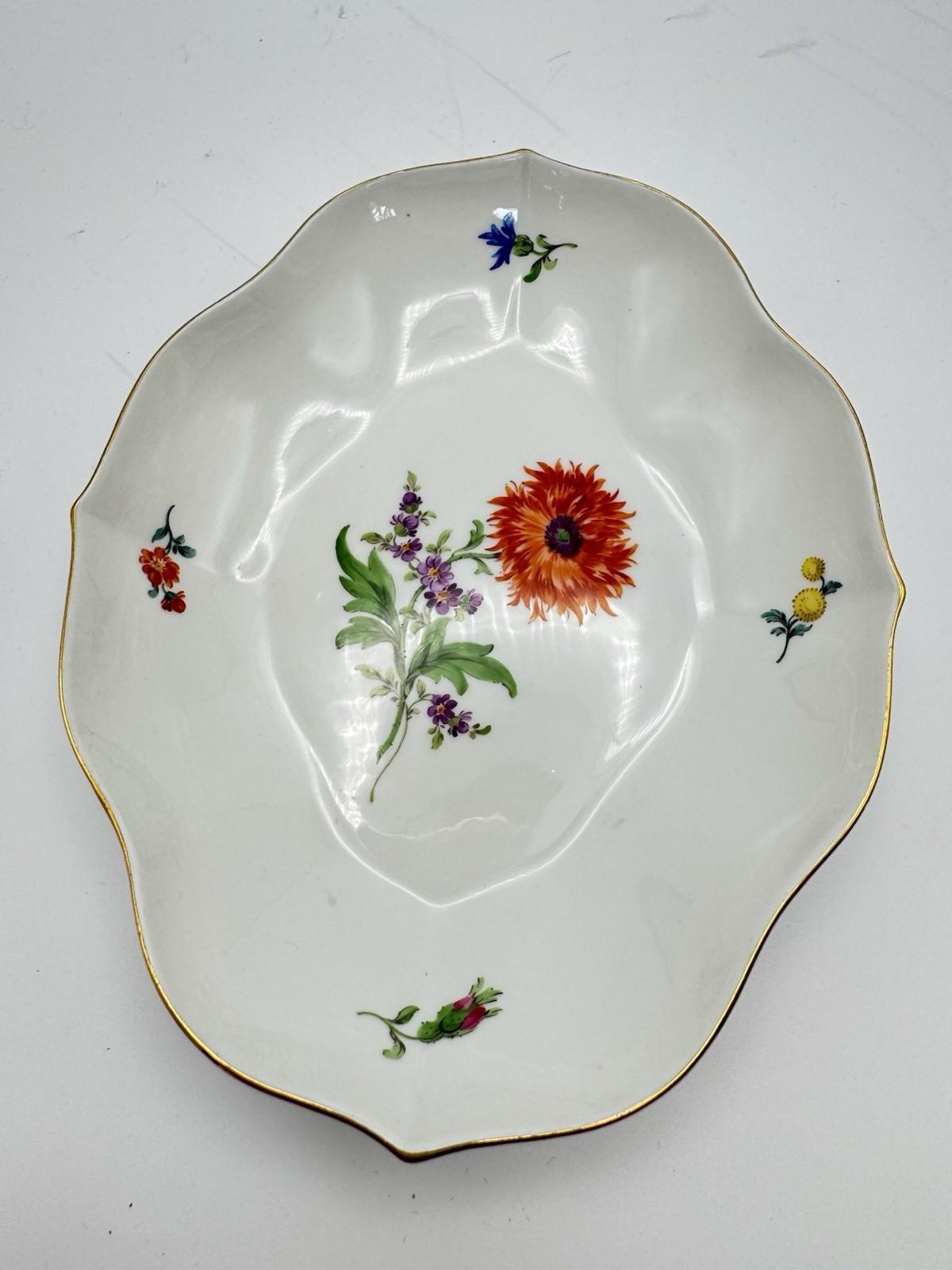 Meissen Dish Floral Hand Painted 7.25” x 6” 2nd Quality