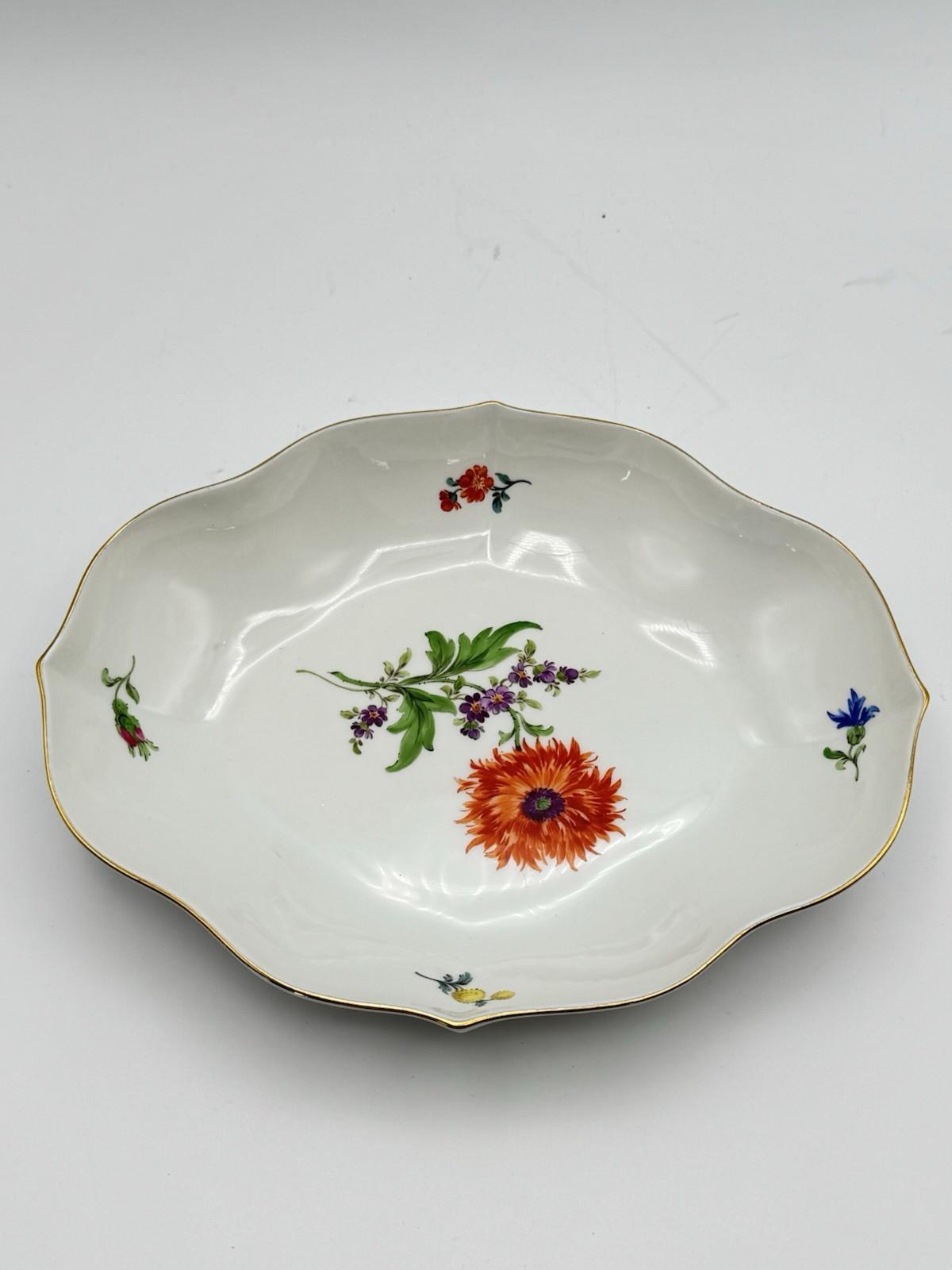 Meissen Dish Floral Hand Painted 7.25” x 6” 2nd Quality
