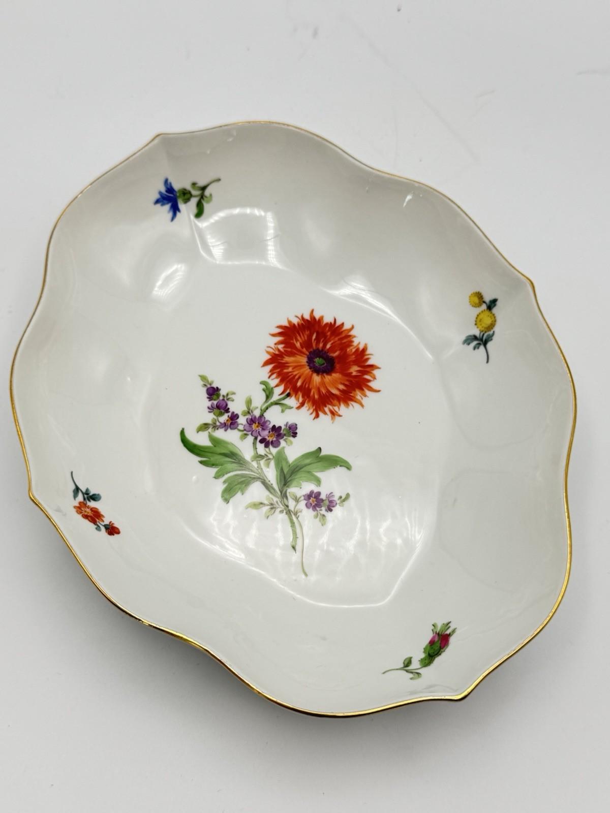 Meissen Dish Floral Hand Painted 7.25” x 6” 2nd Quality