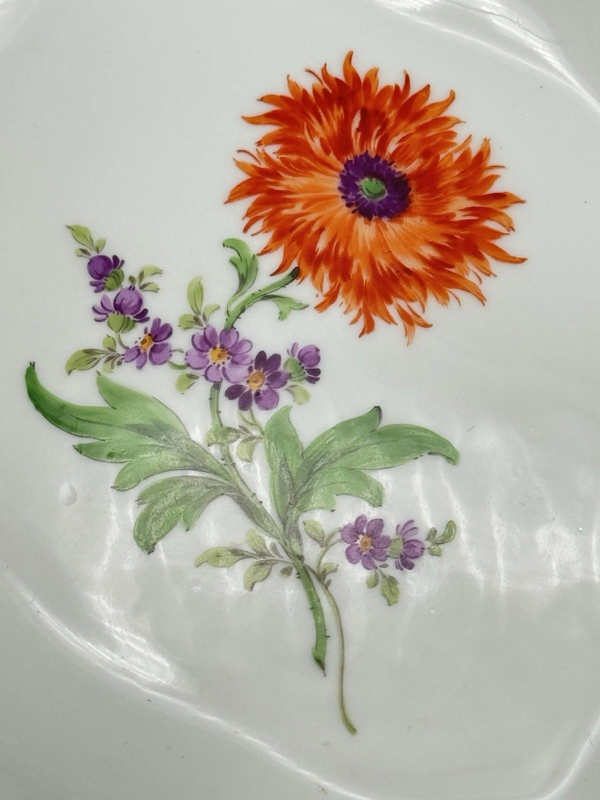 Meissen Dish Floral Hand Painted 7.25” x 6” 2nd Quality