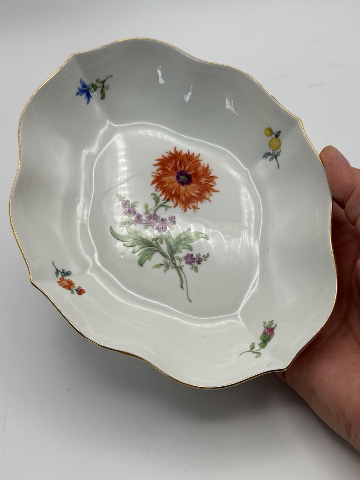 Meissen Dish Floral Hand Painted 7.25” x 6” 2nd Quality