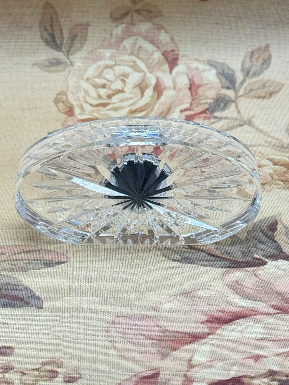 Waterford Clock Crystal Quartz Oval Cut Glass Desk Mantel Clock Roman Numerals