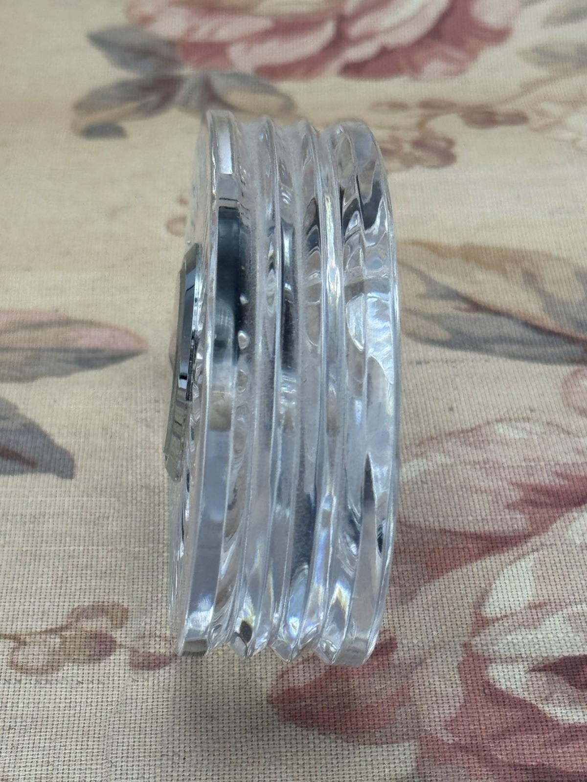 Waterford Clock Crystal Quartz Oval Cut Glass Desk Mantel Clock Roman Numerals 4.75” by 2.5” by 1”