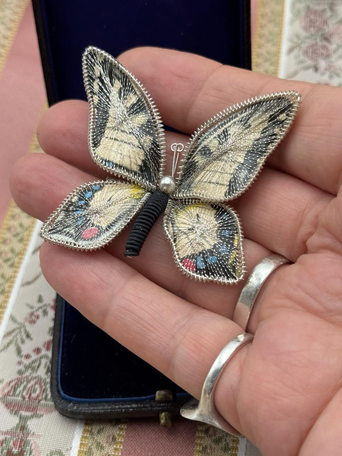 Vintage Handcrafted Butterfly Brooch – 2” x 2” – Silver-Tone