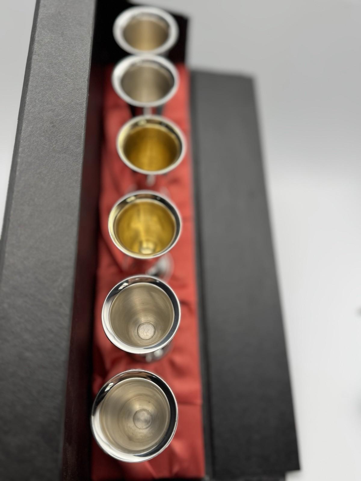 6 STERLING CORDIALS Weighted in Case 3”h 4 Towle 2 Webster