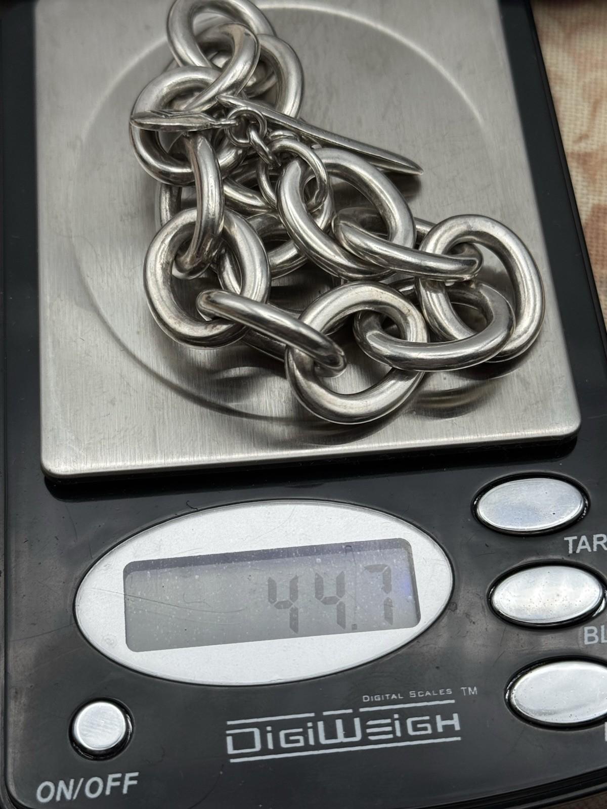 VINTAGE Sterling Silver Toggle Bracelet 925 Thailand Chunky 44.7g 6.5”+Wearable