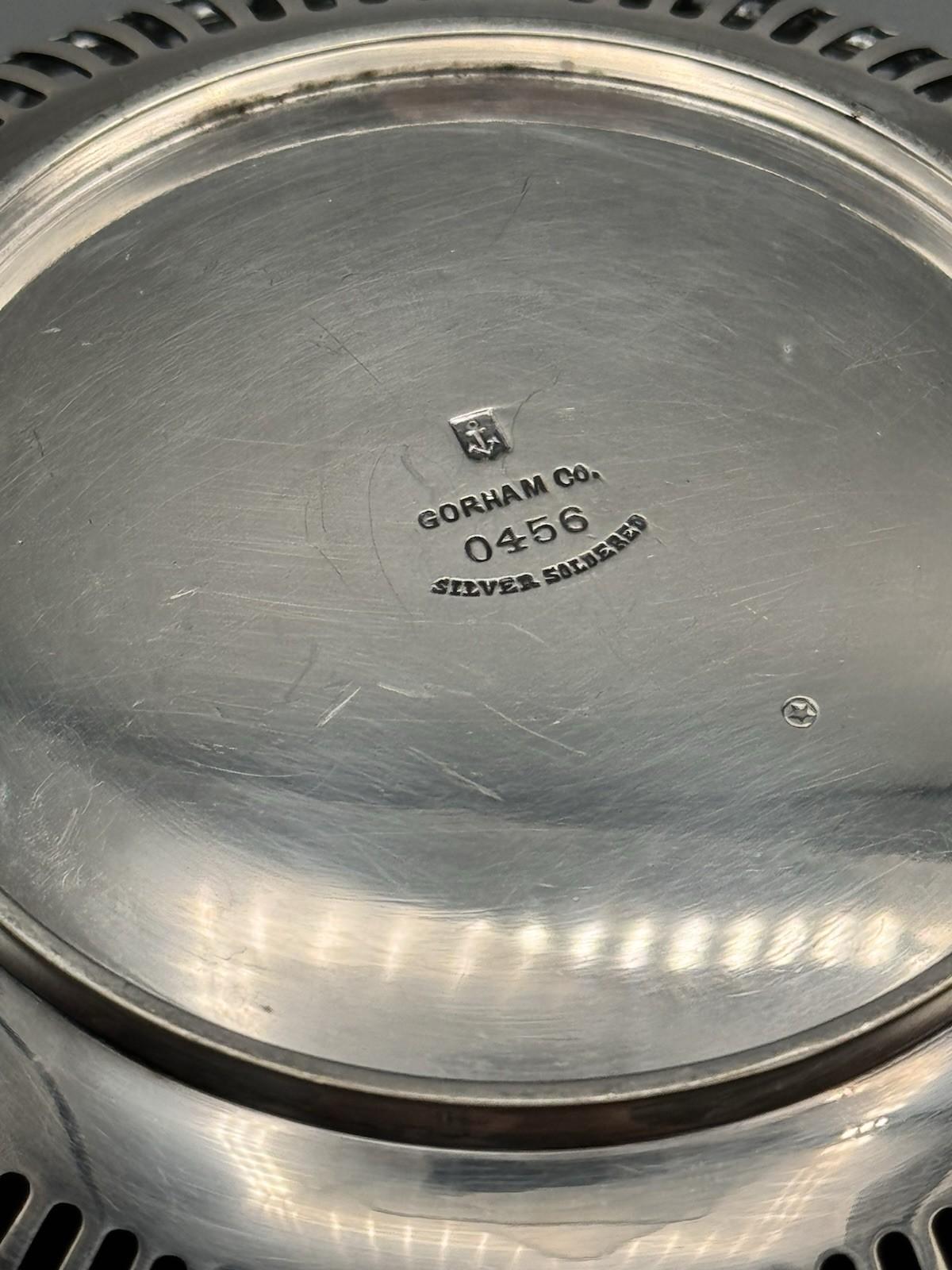 Gorham Silver Soldered Pierced Bowl 6” Monogrammed Vintage