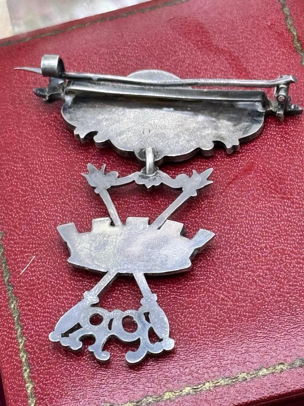 Antique Silver Medal Order Of Sparta Past Regent Jewel Caldwell Silver Masonic