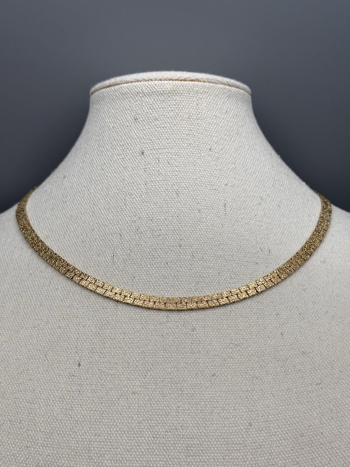Goldtone Omega Necklace 16” Double Sided Nugget Pebble Articulated
