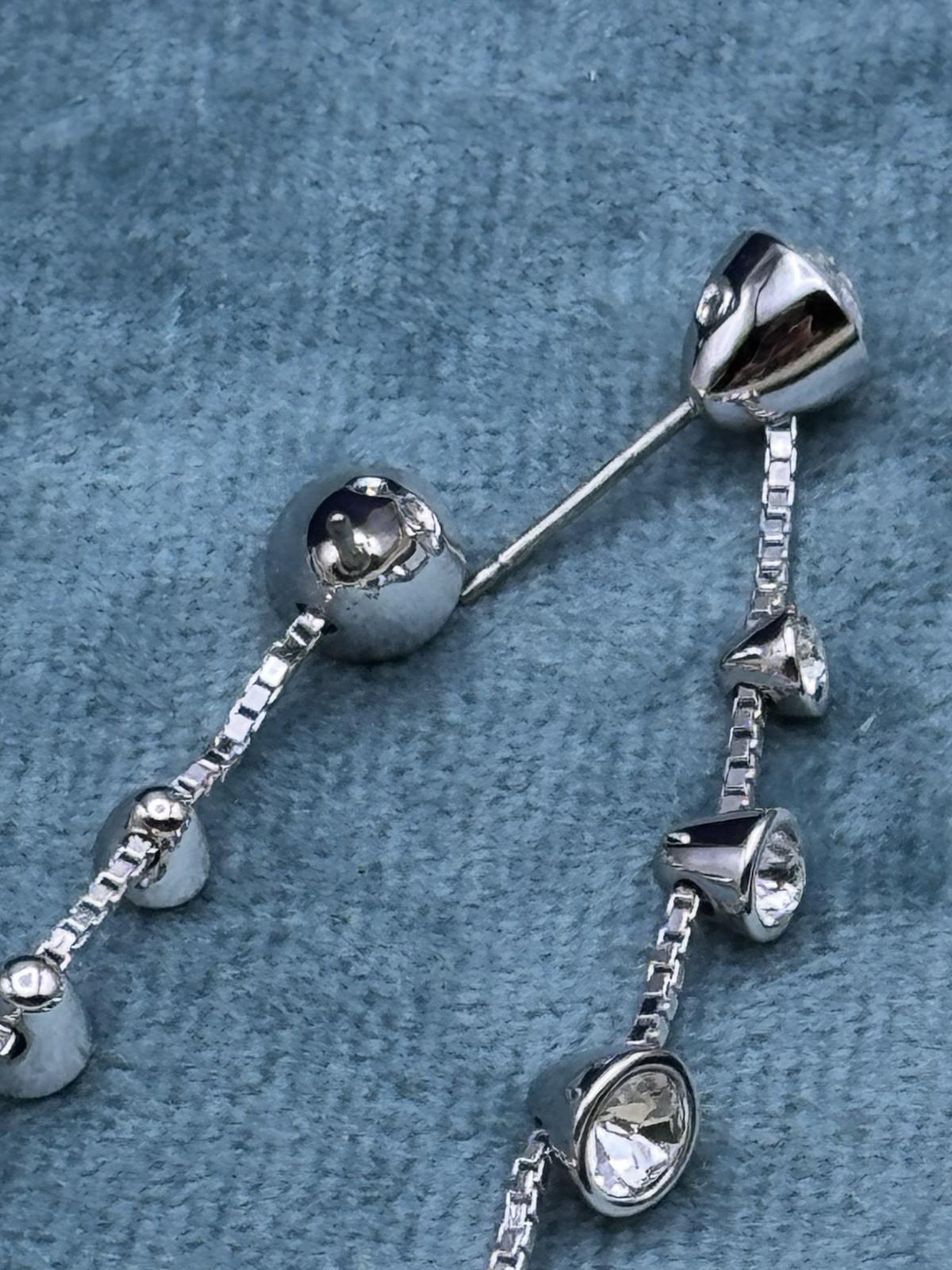Swarovski Drop Earrings Silvertone Crystal Linear Dangle Boxed 1.75”