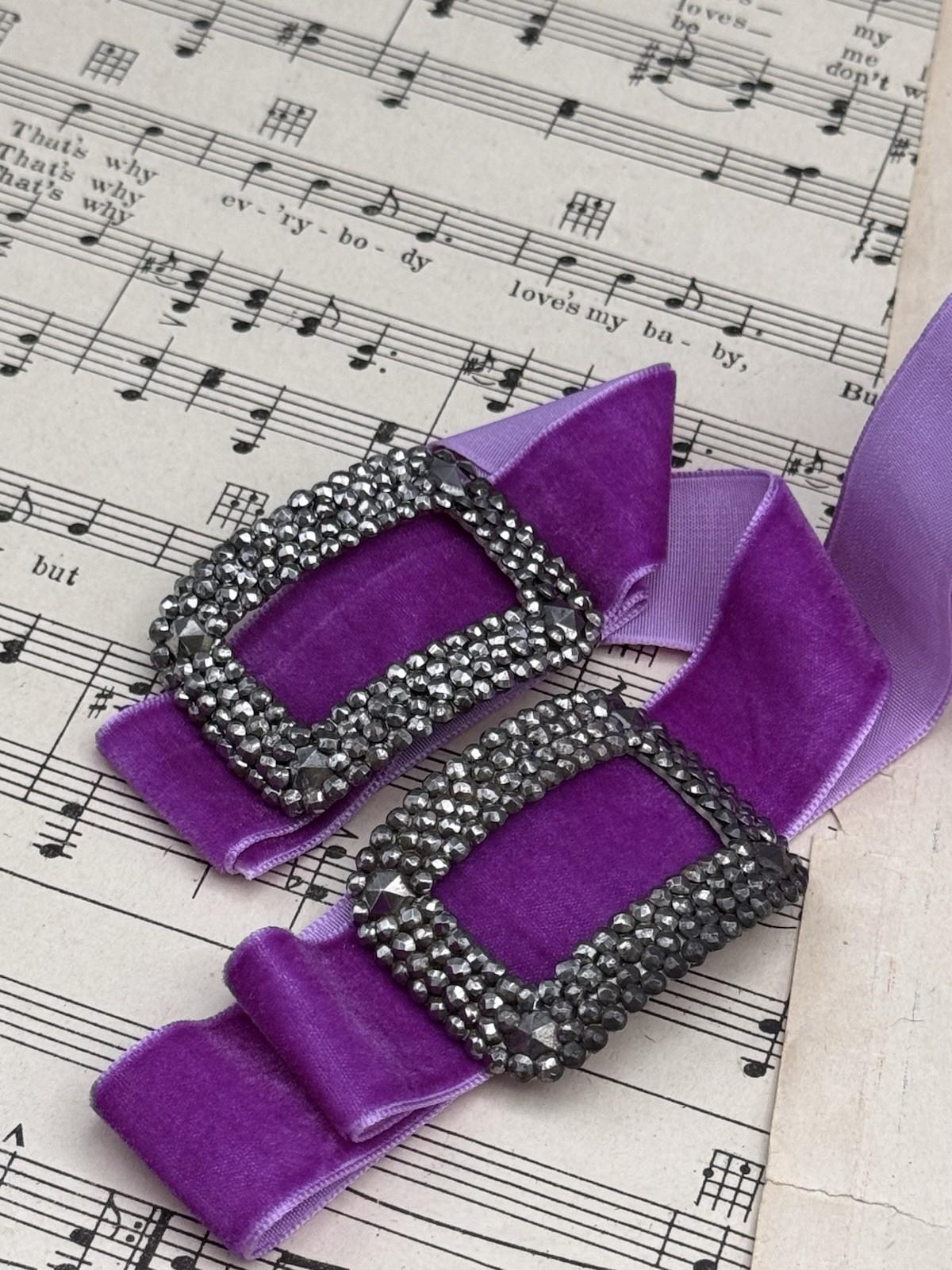 2 Antique Shoe Buckles Cut Steel Georgian Style French Belt Scarf Shoe Hair Accessory