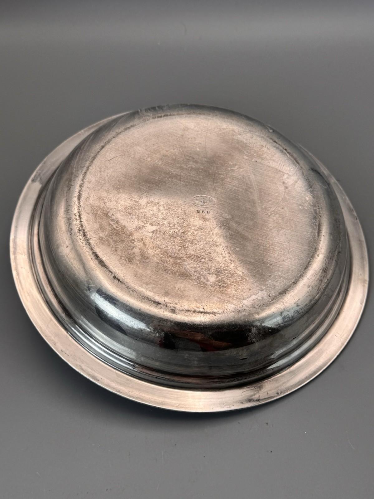 Insico Pewter Divided Bowl Silvertone 9.5” Mid Century Serving Dish