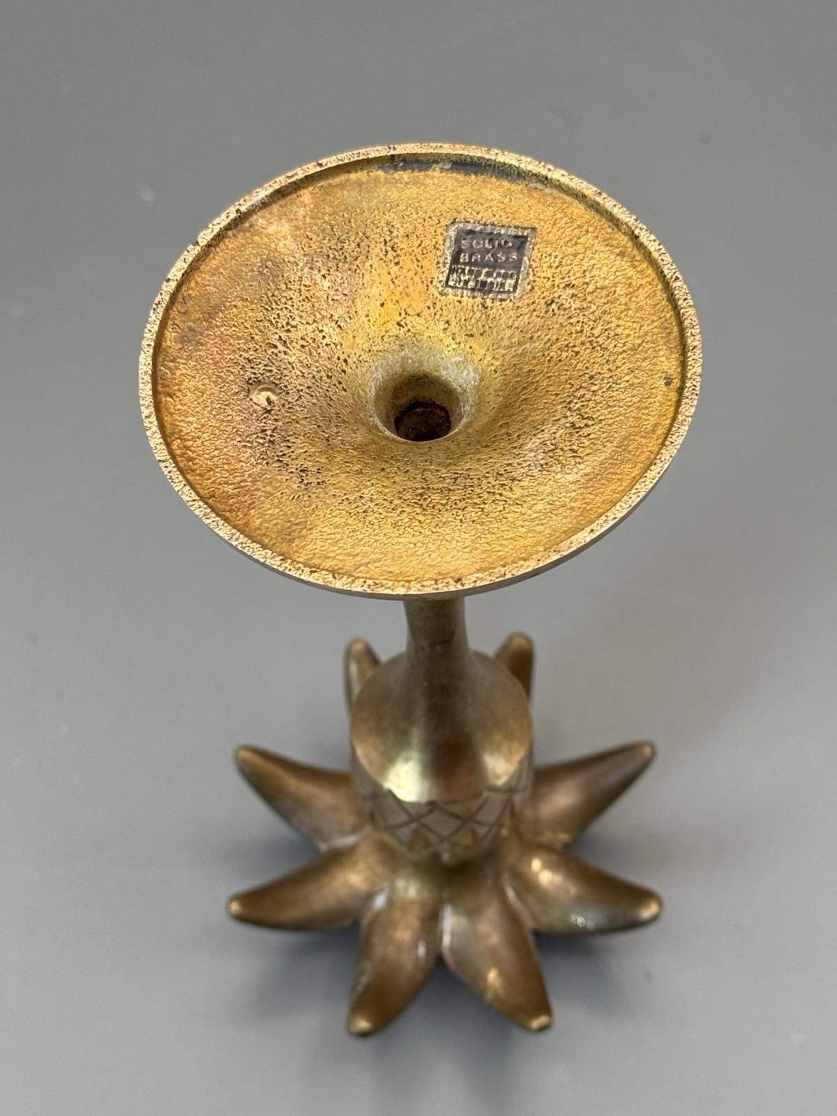 Brass Pineapple Candlestick Vintage Hollywood Regency 6” Candle Holder
