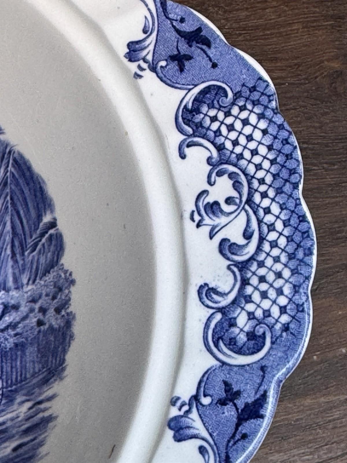 Vintage Blue & White Bowl Heritage Hall Staffordshire England 10” Transferware