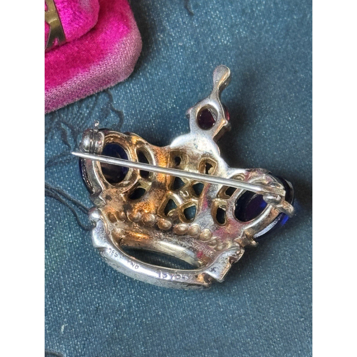Trifari Brooch Coronation Crown Sterling Silver Alfred Philippe Pat 137542 1.25”