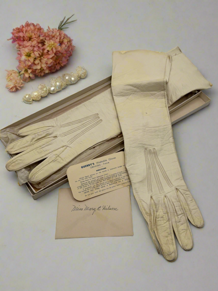 Vintage Guerry’s Washable Leather Gloves Size 6 In Box Instructions Grenoble France