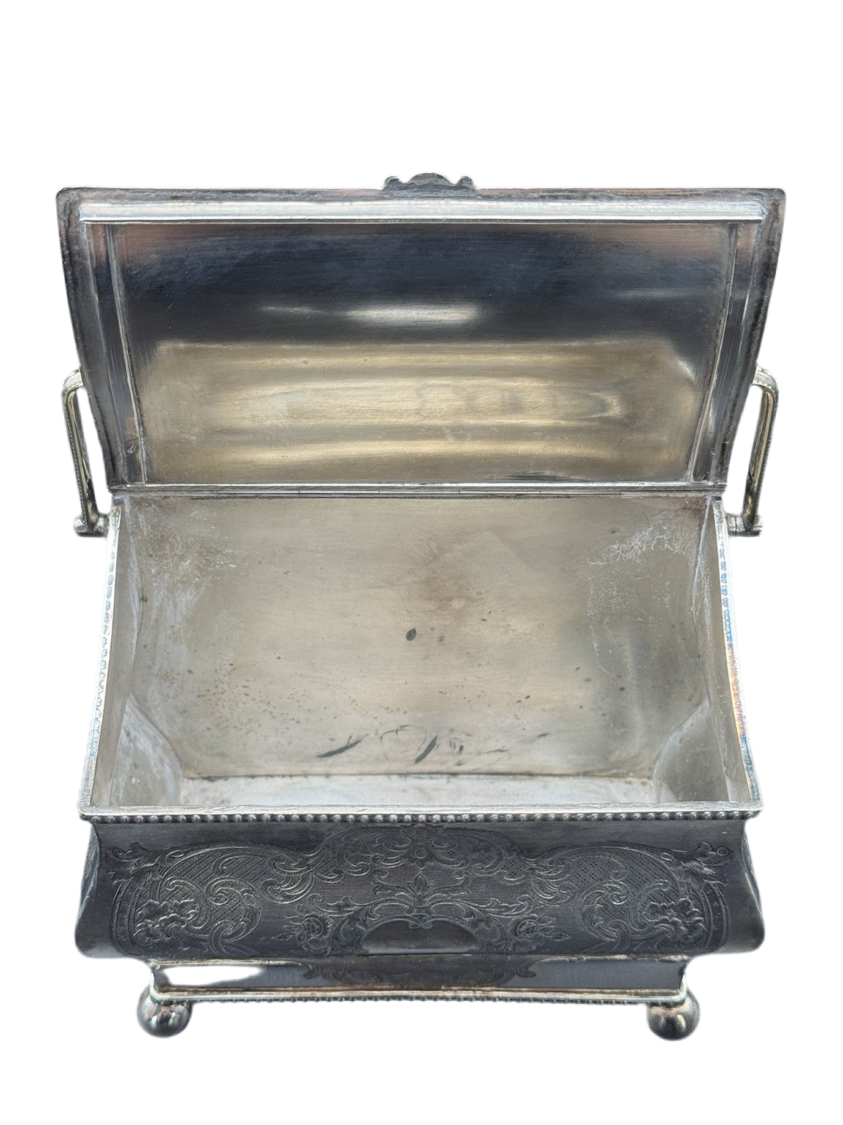 Antique Sheffield Silver Plate Double Biscuit Box – 1889 Marriage Presentation