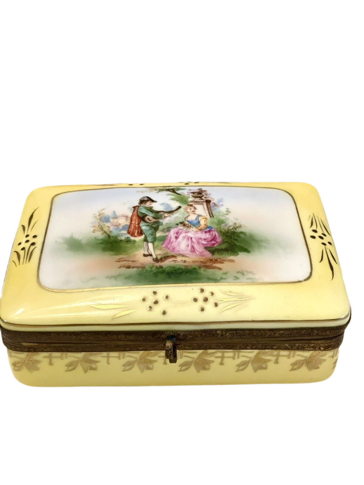 Antique Limoges Style Box Courting Couple Graf Von Henneberg JLMENAU