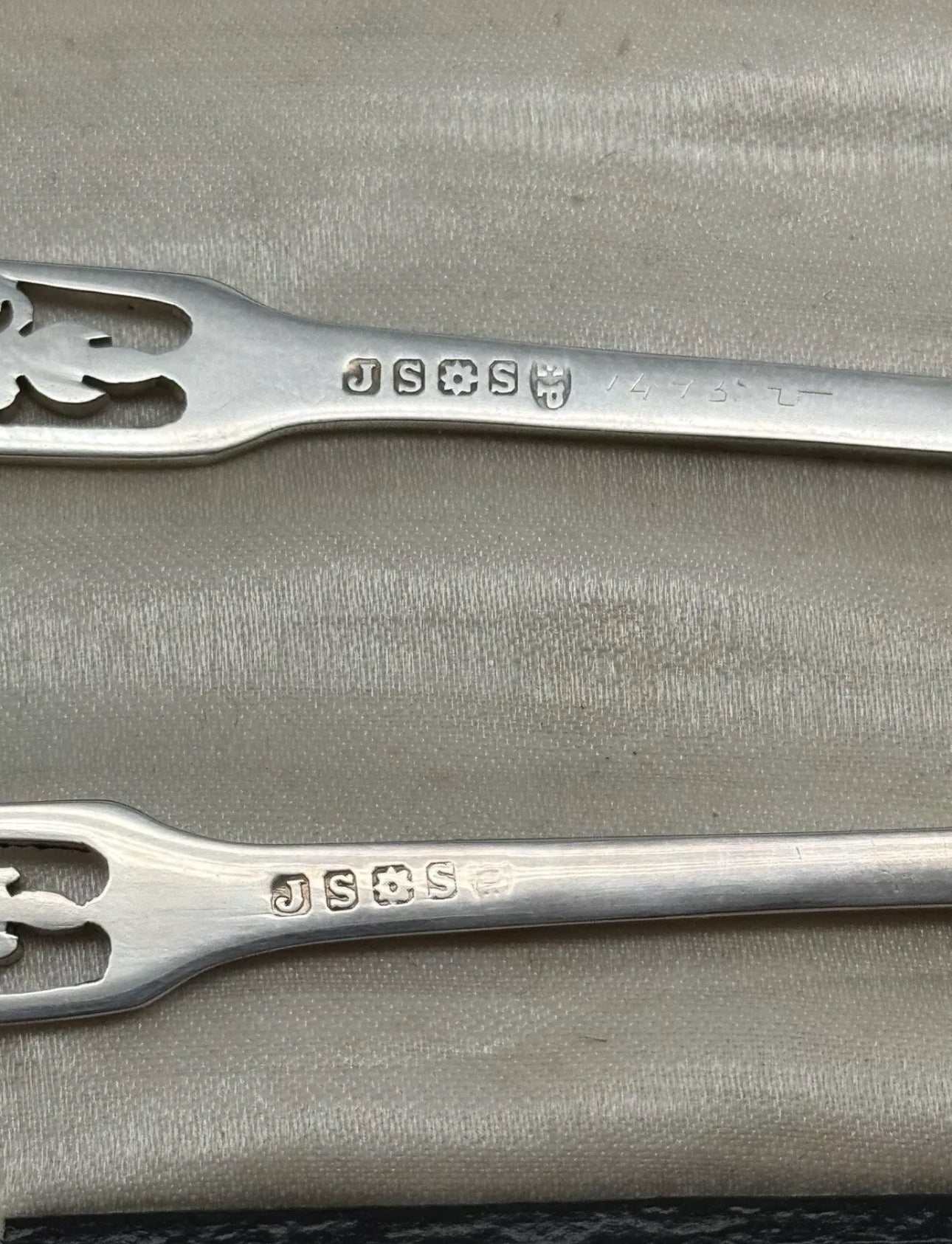 Antique English Christening Set In Case Spoon & Fork Silverplate